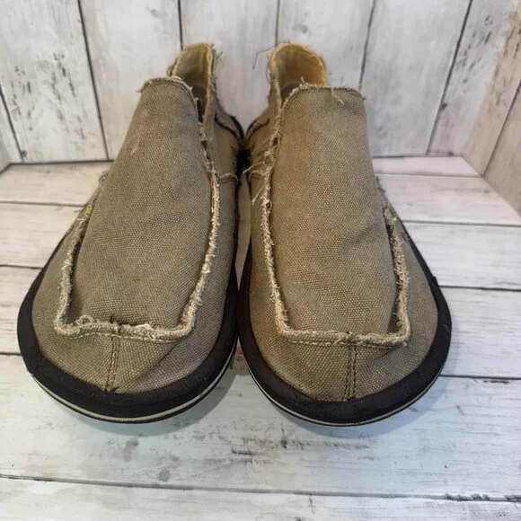 Sanuk Mens 14 Vagabond Sidewalk Surfer Brown Canvas Lightweight Loafer Shoes - Picture 2 of 9